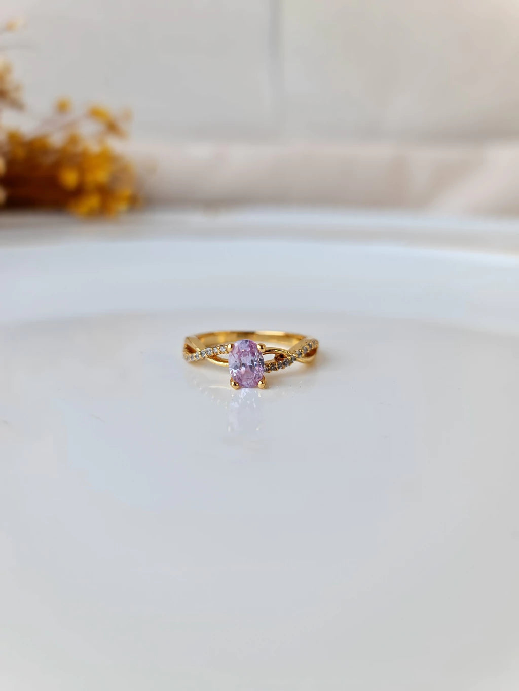 Solitário Violeta em Ouro 18k