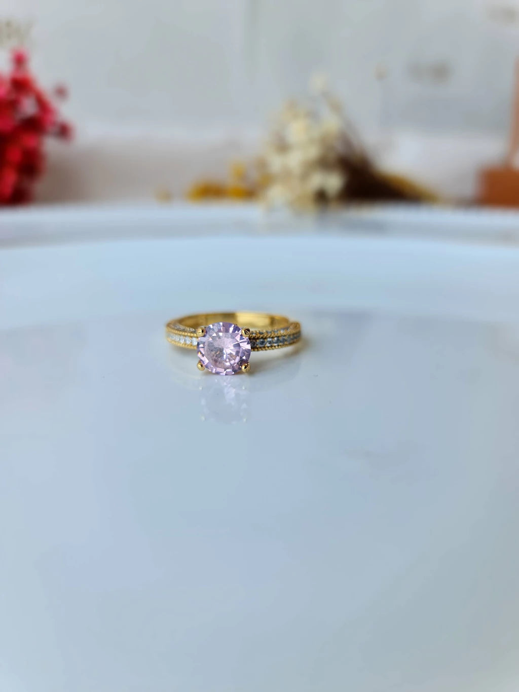 Solitário Rosa em Ouro 18k