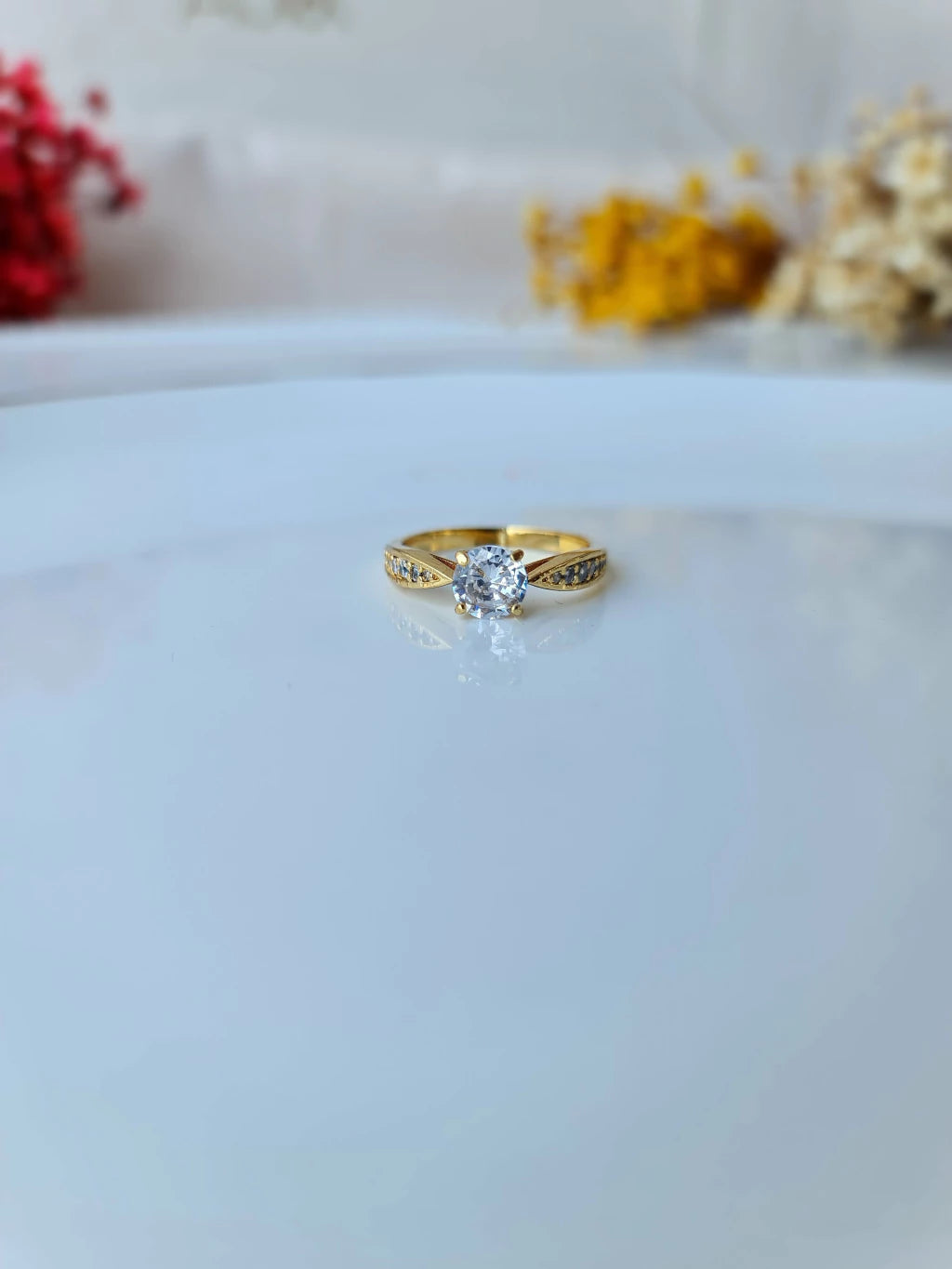 Solitário Camélia em Ouro 18k