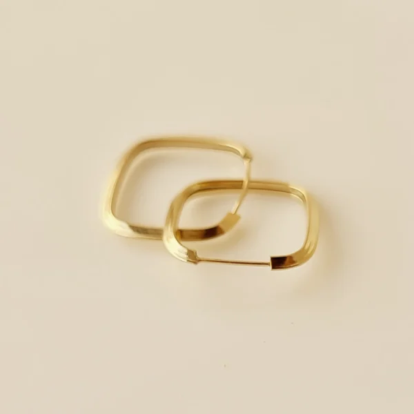 Brinco de Argola Quadrada Ouro 18K
